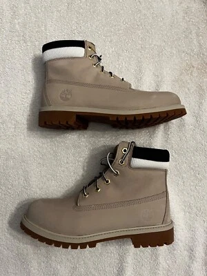 Timberland Premium 6 in. Waterproof Boot Light Beige Nubuck with Black