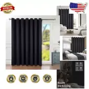 Extra Wide Black Sliding Door Curtain - 100" x 108" Perfect for Modern Living
