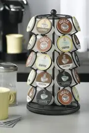 35 K Cups Pod Carousel Holder For Keurig Coffee Storage Organizer Cup Rack Black