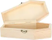 Yardenfun Unique Wooden Coffin Treat Box Hinged Jewelry Storage Halloween Decor Small Jewelry Case