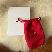 Chanel Pouch Bag Red Drawstring Terrycloth Makeup Phone Keys Authentic