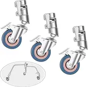 EMART 3 Packs Professional Swivel Caster Set with 75mm Diameter, C Stand Rolling Metal Rubber Brake for Photo Video Studio Shooting, Foldable Light Tripod Magic Leg Wheel