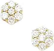 [JewelryWeb] 14k Yellow Gold CZ Simulated Diamond Medium Cluster Flower Fancy Post Earrings 8x8mm Stud Earring for Women