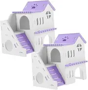 2Sets Animal Hideout with Ramp Cozy Hut for Hamsters Hedgehogs and Squirrels Shelter for Play and Rest Safe Material Villa