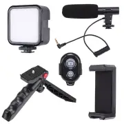 KIT-01LM Vlog Kit for Video Recording Cell Phone tripod+LED Light+Microphone