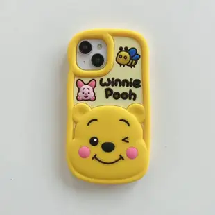 卡通立體 蜂蜜小熊維尼iPhone14 13 12 11 Pro MAX手機殼皮傑豬矽膠全包軟殼