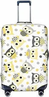 [CADREWY] Animal Cartoon Owls Cute Print Travel Suitcase Cover Luggage Protector with Elastic Anti Scratch for Carry On, Black, Large