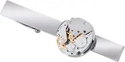 [DYCJLL] Tie bar Fashion Steampunk Men's Tie Clip Watch Movement Tie Clasp Tack Silver color Personality Men Jewelry