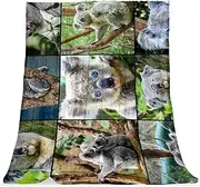 Fleece Blankets Twin Size Lightweight Fuzzy Cozy Soft Blanket for Bed, Sofa, Couch, Travel, Camping, Animal Koala