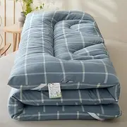 Japanese Futon Mattress - Quilted, Thickened, Skin-Friendly Tatami Sleeping Pad Perfect for Outdoors, Dorms, and Travel(Dark Blue,Queen)