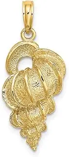 [JewelryWeb] 14ct Gold Precious Wentletrap Shell 2 d Charm Pendant Necklace 28x13.05mm Wide 6.9mm Thick