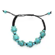 Turquoise Turtle Beaded Handmade Braided Bracelet