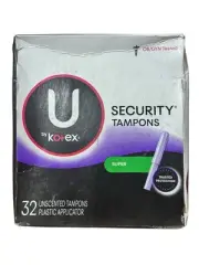 Kotex Security Super Tampons 32ct Unscented Plastic Applicator Damaged Box New