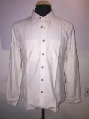 NWT Mens 7 for ALL MANKIND Triple Needle Worker LS ECRU Button Up Shirt SML $175