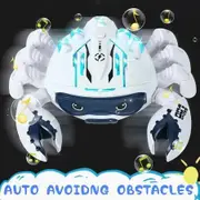 Crawling Crab Toy Fun Interactive Walking Moving Toy Sensory Induction Crabs with Spray(White)