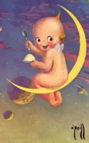 Kewpie and the Moon : Rose Cecil O'Neill : Archival Quality Art Print