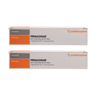 2x Smith & Nephew Primaswab Boxed Alcohol Wipes 200 Pack