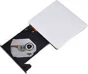 Portable Ultra-Thin External CD Drives DVD Player USB3.0/USB-C 2 in 1 External DVD Recorder CD-ROM Player for Windows iOS etc (White [USB3.0 + USB-C Converter])