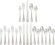 Amazon Basics 20-Piece Stainless Steel Flatware Set with Pearled Edge, Service for 4