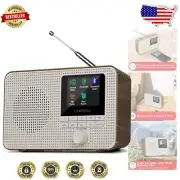 Retro Walnut-Finished Internet Radio with Bluetooth, 40 Presets & Sleep Timer