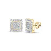 Macey Worldwide Jewelry 10K Yellow Gold Mens Diamond Square Earrings 1/4 CT