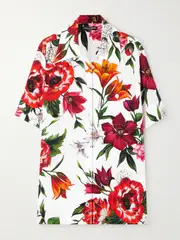 [Dolce & Gabbana] Dolce & Gabbana - Floral-print Silk-blend Shirt - White - IT42 IT 42 White