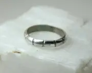 Sterling Silver .925 Solid Hand Carved Ring Half Round band Size 10 Gear gears