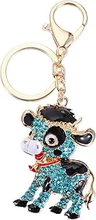 [SAFIGLE] Chic Cow Shape Metal Key Chain Holder Durable Rhinestone Bag Pendant present for Birthdays Special Occasions Stylish Key Ring Decor for Handbags Purses