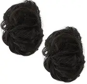 ASAKKURA 2pcs Piece Bun Wig Buns Hairnets for Bun Braiding Clear Hairpin Hair for Women Shampoo Hairbands Topper Curler Hair Clips Fake Hair Wow Hair Dryer High Temperature Wire Black