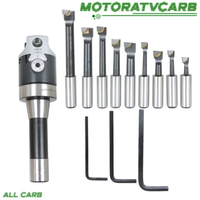 ALL-CARB 9 Pack 1/2" Carbide Boring Bar and 2" Boring Head With R8 Shank Set