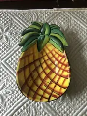Bed Bath & Beyond Clay Art Palm/Pineapple Tidbit Dish