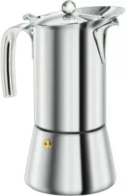 Euroline Stovetop Espresso Coffee Maker, 2 Cup Capacity, Silver 3950