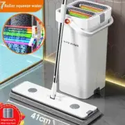 Flat Floor Big Mop 40cm Wet and Dry Cleaner with Bucket Hand Free Washing Home