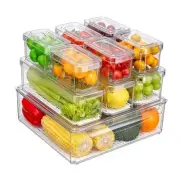 10 Pack Refrigerator Organizers and Storage, Stackable 10 Pack Storage Bins