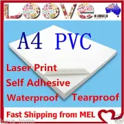 20* A4 White PVC Glossy Waterproof Self Adhesive Sticker Label Laser Print Paper