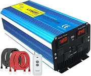 4000W Pure Sine Wave Power Inverter DC 12V to AC 240V Car Converter with Remote Controller LCD Display AC Outlets for Car Truck Boat RV Solar Powe