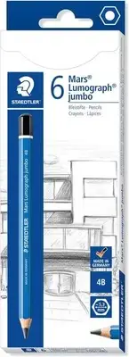 STAEDTLER Mars Lumograph Jumbo 4B Pencil 6 Pack, 100J 4B, Writing, Drawing