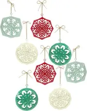 Melrose Set of 8 Metal Snowflake Ornament with Red Finish 84195DS