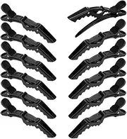 12Pcs Hair Clips for Styling Sectioning - Wide Teeth Double Hinged Design Professional Salon Quality Alligator Hair Clips (black)