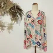 Peter Alexander top Floral Paisley Pattern Button Up Pyjama PJ size M Colourful