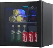 YOPOWER Mini Bar Fridge Glass Door, 36L Beverage Refrigerator Small Fridges for Beer Soda or Wine, Black