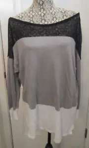 Pure Amici Blouse Womens Top 100% Linen Lightweight Pullover Mesh NWT Size XL