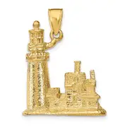 14k Yellow Gold 3D Cape Cod Lighthouse Pendant