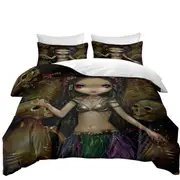 Danse Macabre Tribal Fusion Girl and Skeletons Quilt Cover