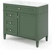 36" Bathroom Vanity with Sink Bath Vanity with Sink Modern Bathroom Vanity with 2 Drawers and 1 Tip-Out Drawer, Freestanding Bathroom Vanities,Green