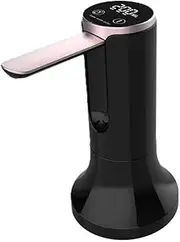 Universal Water Bottle Pump Dispenser, Electric, Foldable with USB Charge, Compatible with Multiple Bottle Sizes (Black with Base)