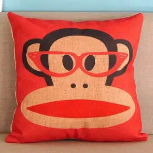 現貨熱銷-韓國創意 經典大嘴猴 棉麻辦公室靠枕套汽車抱枕沙發靠墊
