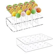 2 Pcs Lollipop Display Stand 20Holes Clear Cake Pop Stands Dessert Table Display Set, For Wedding Baby Shower Birthday PartyPractical and Fashion Christmas Deco