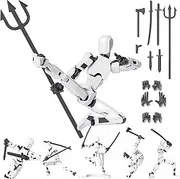 PkghoKids T13 Action Figure 3D Printed Multi-Jointed Movable Titan 13 Lucky 13 Dummy 13 Nova 13 Robot 13 Action Figure Desktop Decorations for Game Lovers (White)