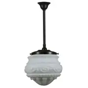 Premier Opal Matt 12&quot; Shade w 3/4&quot; x 1/2m Black Rod Pendant